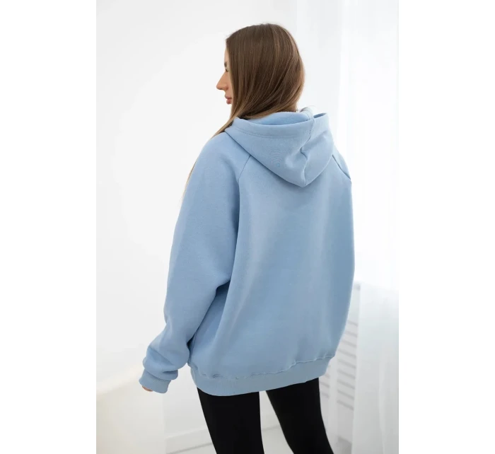 Zateplená bavlněná mikina s kapucí Love modrý Zateplená bavlněná mikina s kapucí Love modrý