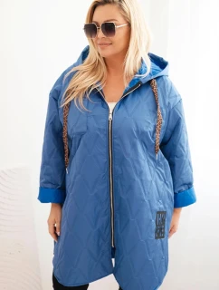 Dámská bunda Plus Size prošívaná s kapucí a nápisem model 21402236 - K-Fashion