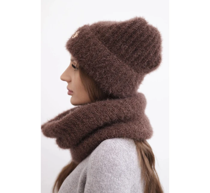 Dámská souprava čepice a šály zimní s ozdobným černá model 21495025 - K-Fashion