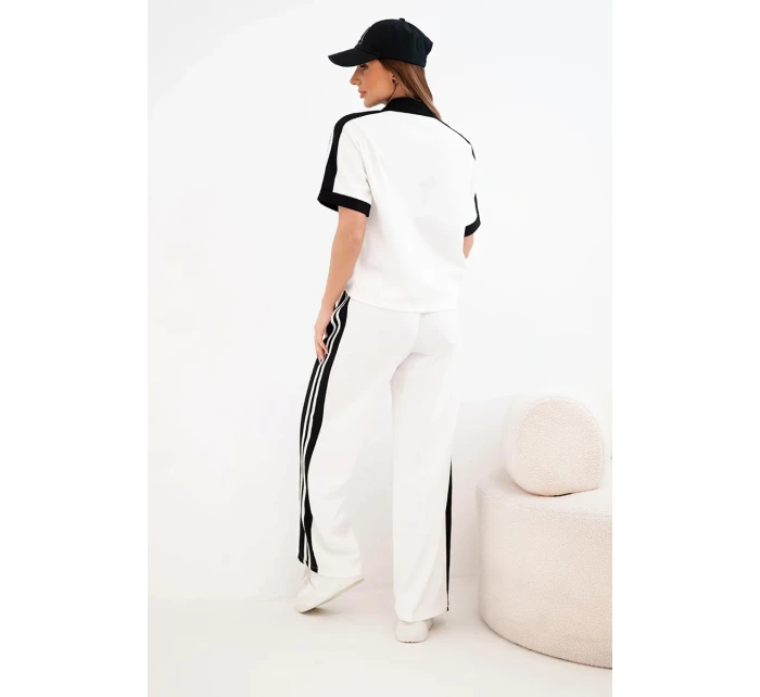 Dámský máslový komplet s polo mikinou a širokými kalhotami černý