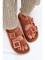 Dámské Sandały S Přezkami A Dekorativním Hnědé model 21696590 - Boto Dámské Sandały S Přezkami A Dekorativním Hnědé model 21696590 - Boto