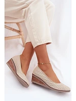 Dámské polobotky na platformě model 22067188 světle béžové - VINCEZA