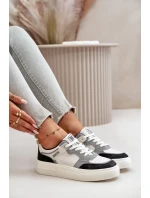 Dámské Nízké Tenisky Z Eko Kůže Big Star Bílo-Šedé Dámské Nízké Tenisky Z Eko Kůže Big Star Bílo-Šedé