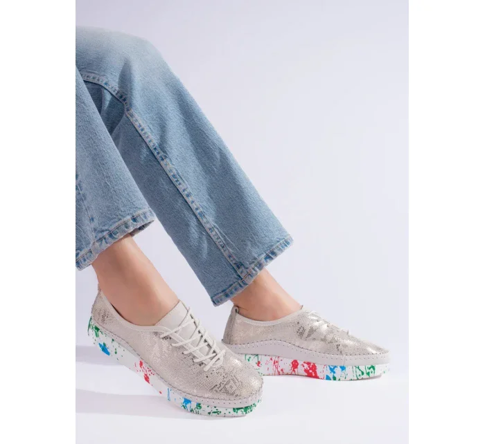 Krásné zlaté polobotky dámské bez podpatku Krásné zlaté polobotky dámské bez podpatku