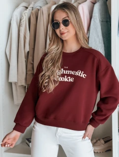 Dámská oversize mikina s potiskem COOKIES vínová FashionStreet BY1445