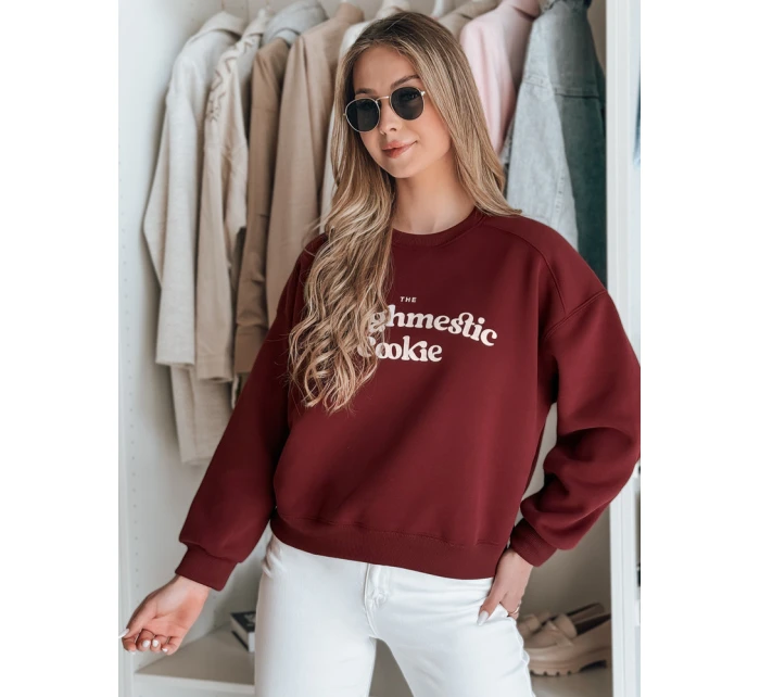 Dámská oversize mikina s potiskem COOKIES vínová FashionStreet BY1445
