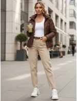 Dámská prošívaná bunda s kapucí hnědá FashionStreet TY5590