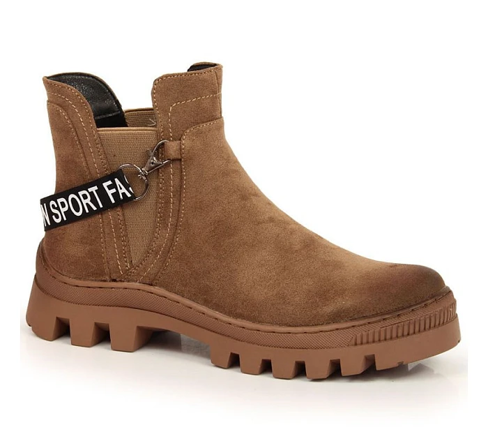 Semišové pantofle na platformě Potocki W WOL105C hnědé