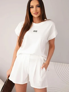 Dámský komplet z s halenkou a šortkami se ecru model 22147946 - K-Fashion