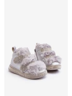 Kožené dětské zimní boty s kožíškem Stříbrné model 21641902 - Boto