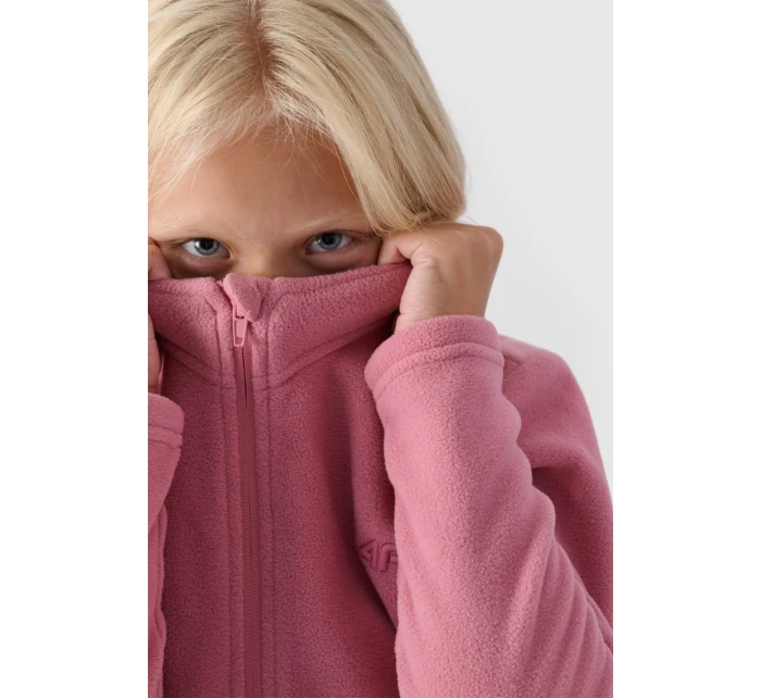 Dívčí fleece s límcem Slim 4F Růžový 4FJWMM00TFLEF261-56S