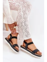 Dámské Sandály S Pletením Na Ozdobené Platformě Černé model 21703728 - Boto Dámské Sandály S Pletením Na Ozdobené Platformě Černé model 21703728 - Boto