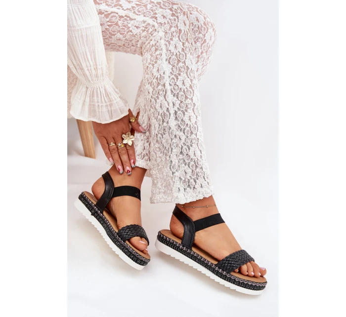 Dámské Sandály S Pletením Na Ozdobené Platformě Černé model 21703728 - Boto Dámské Sandály S Pletením Na Ozdobené Platformě Černé model 21703728 - Boto