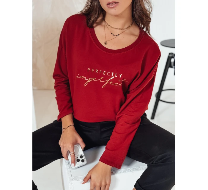 dámská halenka oversize s potiskem bordó Dstreet model 21982025 - FashionStreet