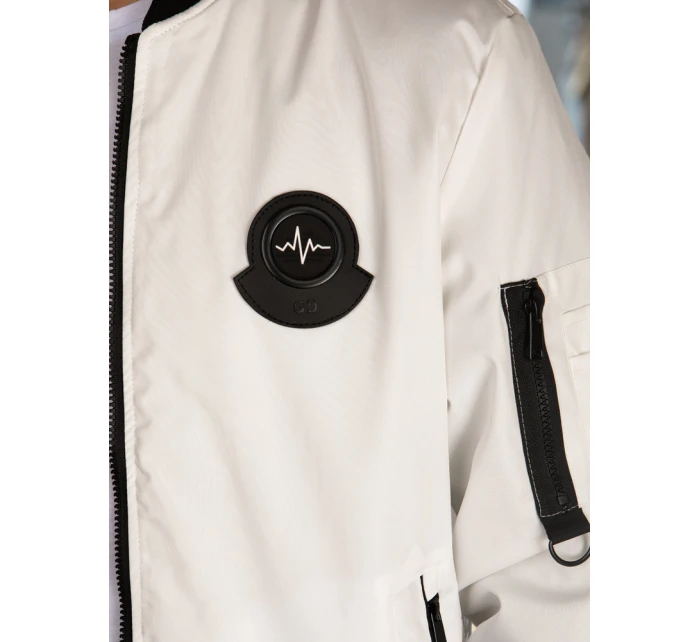 Pánská přechodná bunda bomber béžová FashionStreet TX5028 Pánská přechodná bunda bomber béžová FashionStreet TX5028