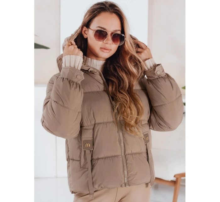 Dámská prošívaná zimní bunda s kapucí FashionStreet camel TY5063
