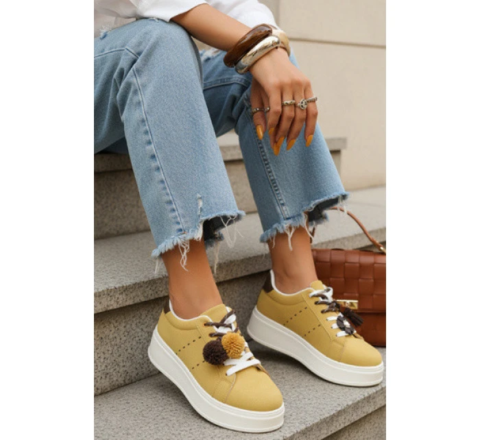 Dámské tenisky na platformě žluté FashionStreet ZY1417 Dámské tenisky na platformě žluté FashionStreet ZY1417