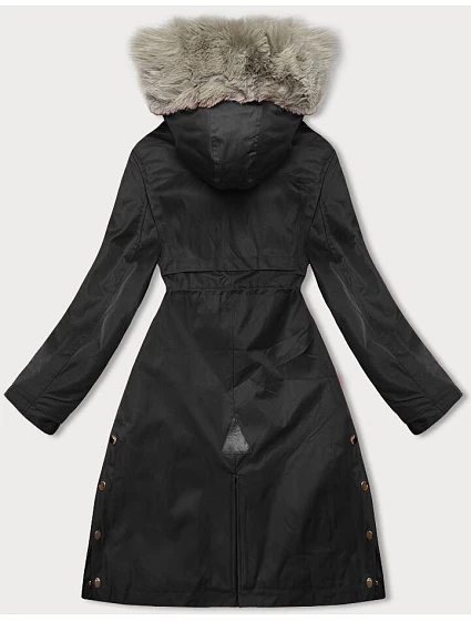 Černá dámská bunda parka s kožešinou model 21246242 - J.STYLE