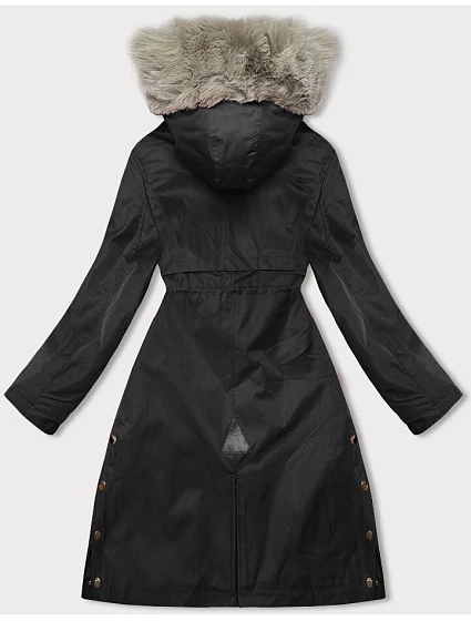 Černá dámská bunda parka s kožešinou model 21246242 - J.STYLE Černá dámská bunda parka s kožešinou model 21246242 - J.STYLE