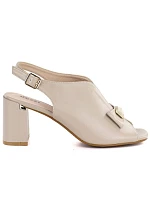 Dámské sandály na jehlovém podpatku s mašlí béžové Jezzi RMR25112-3 Dámské sandály na jehlovém podpatku s mašlí béžové Jezzi RMR25112-3