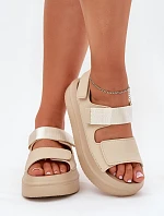 Dámské sandály na platformě se suchým zipem béžové Nitepira
