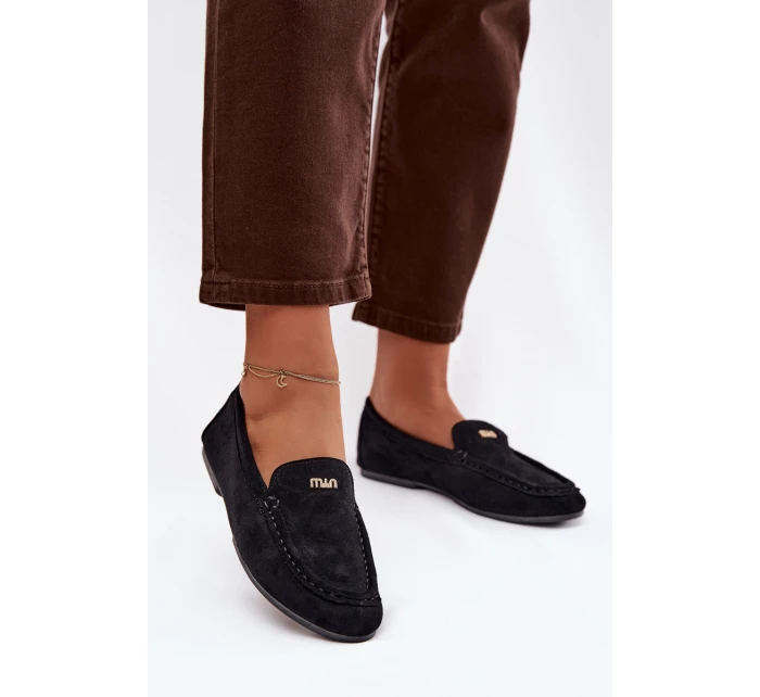 Dámské mokasíny s malým zlatým detailem černé Sarivelle