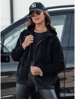 Dámská krátká bunda z alpaky KATHERINE s kapucí černá FashionStreet NY0672