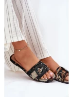 Ploché Dámské Pantofle S Přezkou Černé model 21696492 - Boto Ploché Dámské Pantofle S Přezkou Černé model 21696492 - Boto