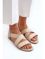 Béžové kožené sandály z Puglia s lemem Béžové kožené sandály z Puglia s lemem