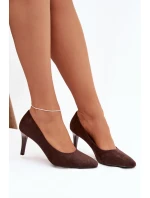 Dámské eko-semišové lodičky Sergio Leone – čokoládové 