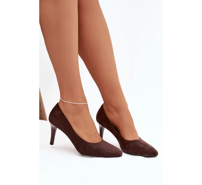 Dámské eko-semišové lodičky Sergio Leone – čokoládové 