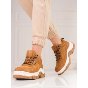 Zajímavé hnědé  tenisky dámské bez podpatku