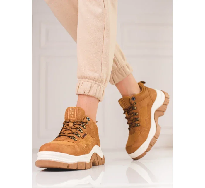 Zajímavé hnědé tenisky dámské bez podpatku Zajímavé hnědé tenisky dámské bez podpatku