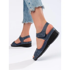 Moderní dámské  sandály modré platforma