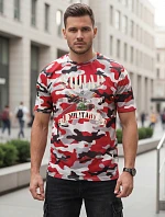 Pánské červeno-bílé tričko s vojenským potiskem FashionStreet NX2005R