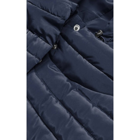Tmavě modrá dámská bunda s látkovými stahovacími lemy (P22-6637-99)