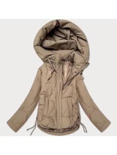 Béžová dámská prošívaná bunda pro přechodné období s kapucí model 21389998 - S'WEST
