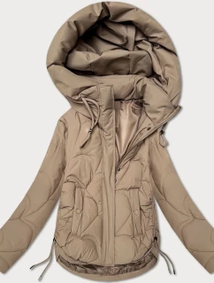 Béžová dámská prošívaná bunda pro přechodné období s kapucí model 21389998 - S'WEST