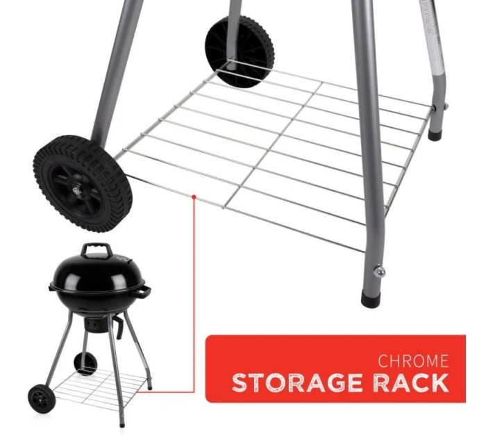 KULOVÝ ZAHRADNÍ GRIL REX STEEL 46CM S POPELNÍKEM