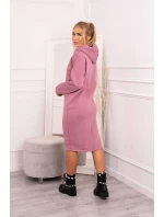 Šaty s kapucí a bočním rozparkem tmavě růžové Šaty s kapucí a bočním rozparkem tmavě růžové