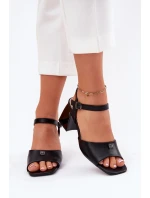 Dámské sandály na podpatku model 21695072 černé - VINCEZA