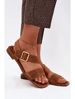 Dámské sandály na nízkém podpatku se zlatou sponou Camel Verissea