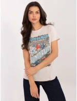 T shirt model 21798148 jasny beżowy - FPrice T shirt model 21798148 jasny beżowy - FPrice