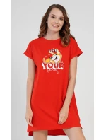 Dámská noční košile s krátkým rukávem Love model 17360693 - Vienetta Dámská noční košile s krátkým rukávem Love model 17360693 - Vienetta