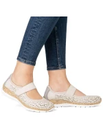 Dámská pohodlná prolamovaná obuv Rieker N4299-60 na suchý zip v béžové barvě