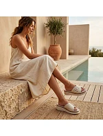 Dámské kožené žabky na platformě beige model 22097155 - S.Barski