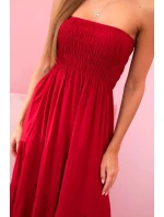 Dámské viskózové šaty s elastickým topem Burgundsko