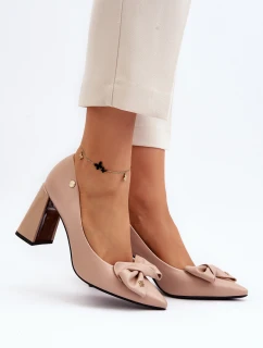 Loděnky Na Podpatku S Mašlí Beige Ariemessa