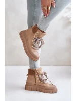 Dámské Zateplené Boty Trapery Na Platformě Hnědé model 21673064 - EVENTO