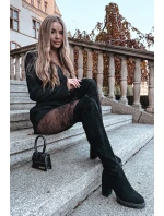 Dámské kozačky nad koleno na  semišová černá model 21757635 - Boto